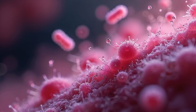 Microscopic view of Chlamydia trachomatis bacteria. Intracellular form inside human cells. Scientific illustration, disease study, medical education, biology tech, research. Pathogen causing