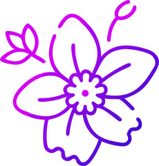 cherry blossom flower vector outline icon on white or transparent background	