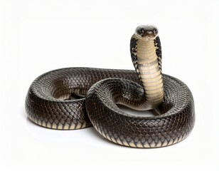 Fototapeta premium King cobra over white background, no shadows