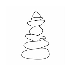 Minimalist line art illustration of stacked stone pebbles representing balance and serenity