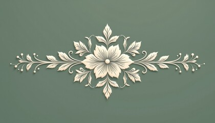 Illustration of floral ornament, henna art design. Decoration element for creative projects, graphic design branding. Traditional indian, arabic style. Decorative border with flower, leaves,