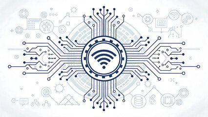 Obraz premium Abstract technological background with various technological ele 