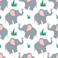 Seamless pattern with elephant on white background, child background