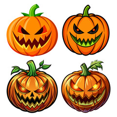 set of halloween pumpkins