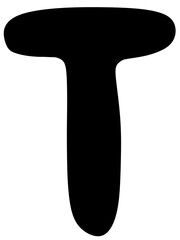 Hand draw of alphabet in black color letter A