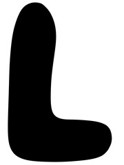 Hand draw of alphabet in black color letter A
