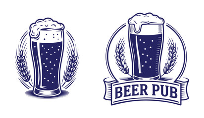 Plakat Vector logos for beer pub on white background