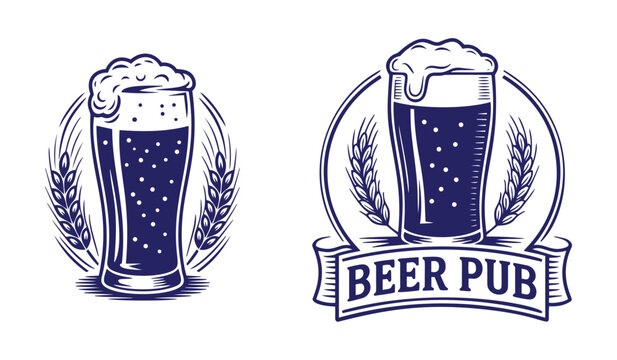 Vector logos for beer pub on white background