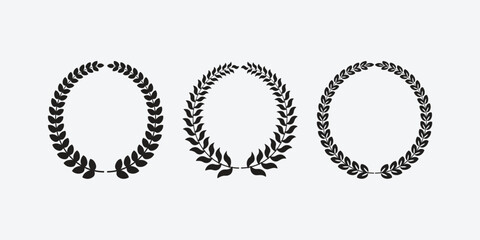 Laurel wreath silhouette vector collection, laurel leaf floral wreath logo icons set flat design