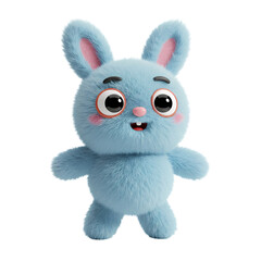 A Delightful Pose A Fluffy Blue Bunny Toy isolated on transparent background