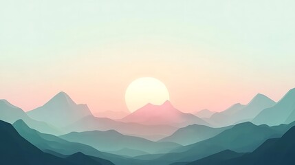 Obraz premium Pastel mountain range at sunrise.