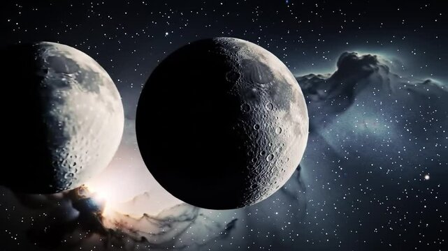 Moon in the cosmos: This image captures the awe-inspiring beauty of the night sky, with the moon taking center stage. It's a visual representation of the universe's endless mysteries.