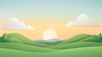 Obraz premium Sunrise over rolling hills.