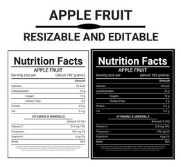 Fresh Apple with Nutritional Information Infographic, Apple Nutrition Info for Weight Loss and Diet