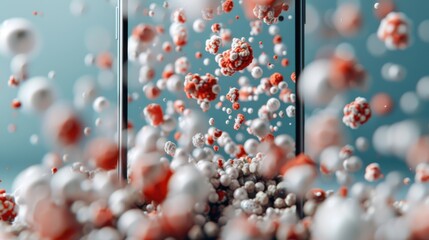 A captivating depiction of tiny molecular structures emerging from a smartphone, representing the intersection of technology and science in our everyday lives.