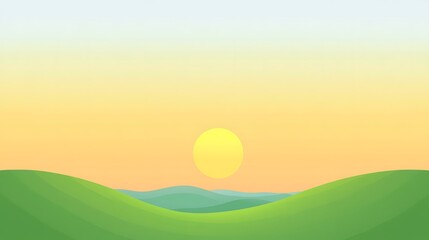 Peaceful, serene landscape at sunrise.