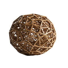 Golden Geometric Sphere Intricate Network isolated on transparent background