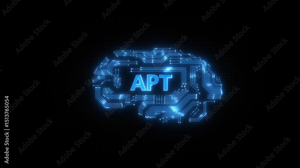 Poster abstract glowing blue circuit neon text apt board design on dark background, futuristic . abstract t