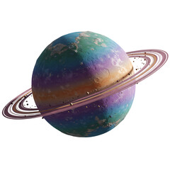 Celestial Orb A Dreamlike Planet with Rings isolated on transparent background