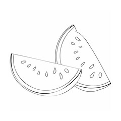 Simple black and white illustration of fresh watermelon slices for culinary or design purposes