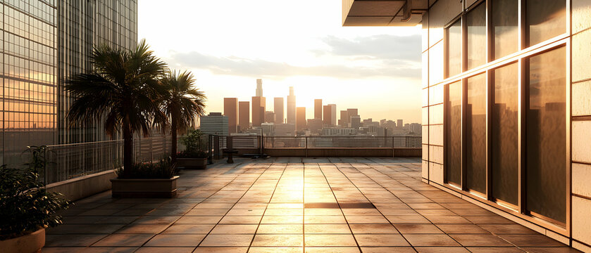 City Rooftop Terrace Sunset View