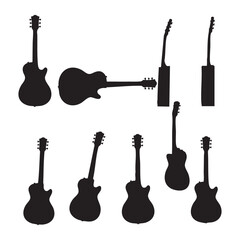 Silhouette set of guitar on white background
