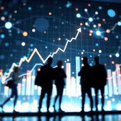 Fototapeta premium Business Success: Team Gazing at Growing Financial Graphs