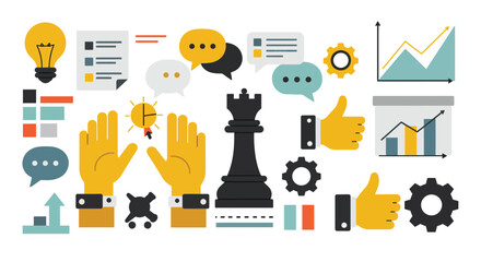 This vector infographic design set offers business icons and illustrations for diverse data visualization needs