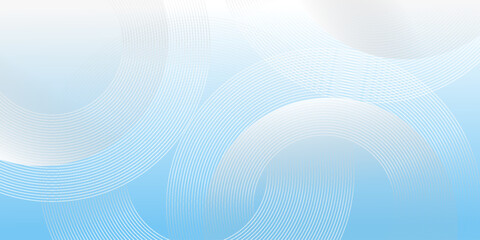 Naklejka premium Abstract minimalist banner background, pastel colorful, blue and white gradations. Circle effect style geometric simple art