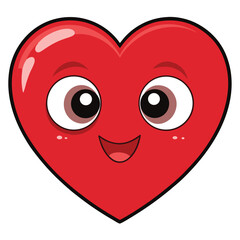 Fototapeta premium Adorable Red Heart Cartoon Character with a Sweet Smile and Eyes