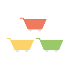 Colorful shopping cart illustrations for vibrant e-commerce branding, copy space