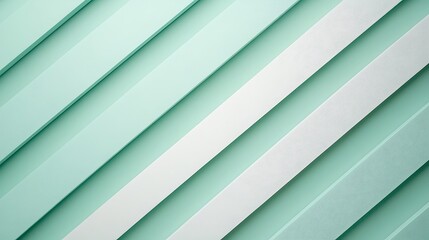 Obraz premium Mint green and white diagonal stripes create a modern abstract design.