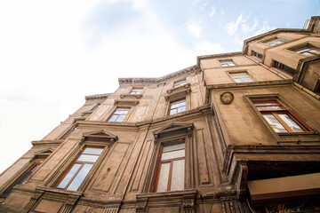 selective shot, old buildings on the street of Beyoğlu district in Istanbul city