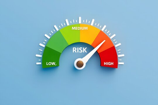 Risk assessment meter showing medium level risk management