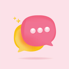 Bubbles message isolated on pastel 3d mesh and gradient vector illustration background