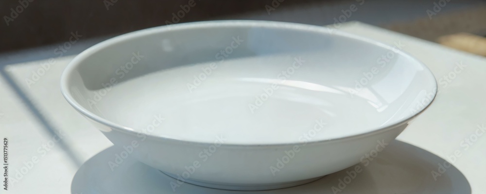 Poster Artistic rendering of a white plate with subtle shadowing and elegant design