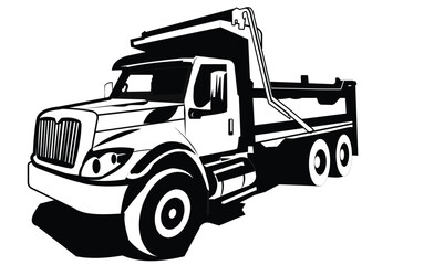 Naklejka premium Heavy dump truck with hydraulic bed used for construction and heavy material transport on work sites.