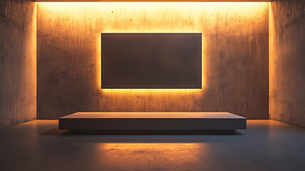 A large empty wall with a black framed picture on it