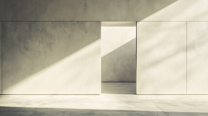 A large, empty room with a large window that lets in a lot of light