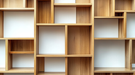 A wooden shelf with empty shelves