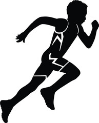 Running Athlete Silhouette Vector. Fast Sprinter in Motion, Track and Field Sports Illustration.