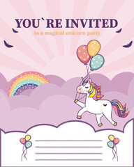 vector unicorn invitation party flyer