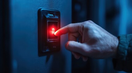 A close-up image showing a hand activating a red light switch in a dark environment, symbolizing control, responsibility, and the power of decision-making.