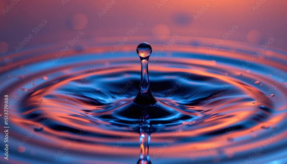 Poster drop of liquid creating waves on a surface