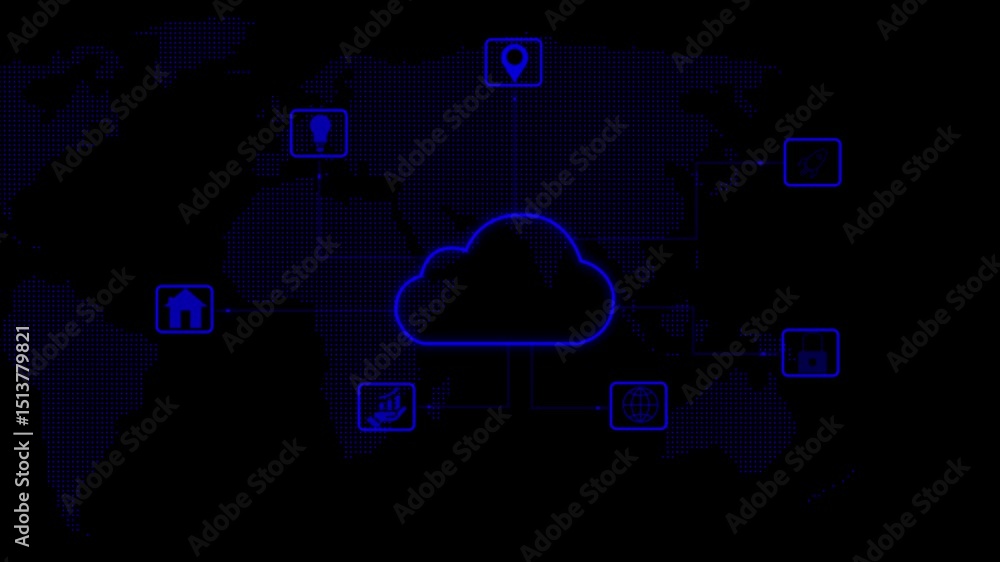 Poster cloud computing for data storage and transfer for safety, cloud icon with data icon on the backgroun