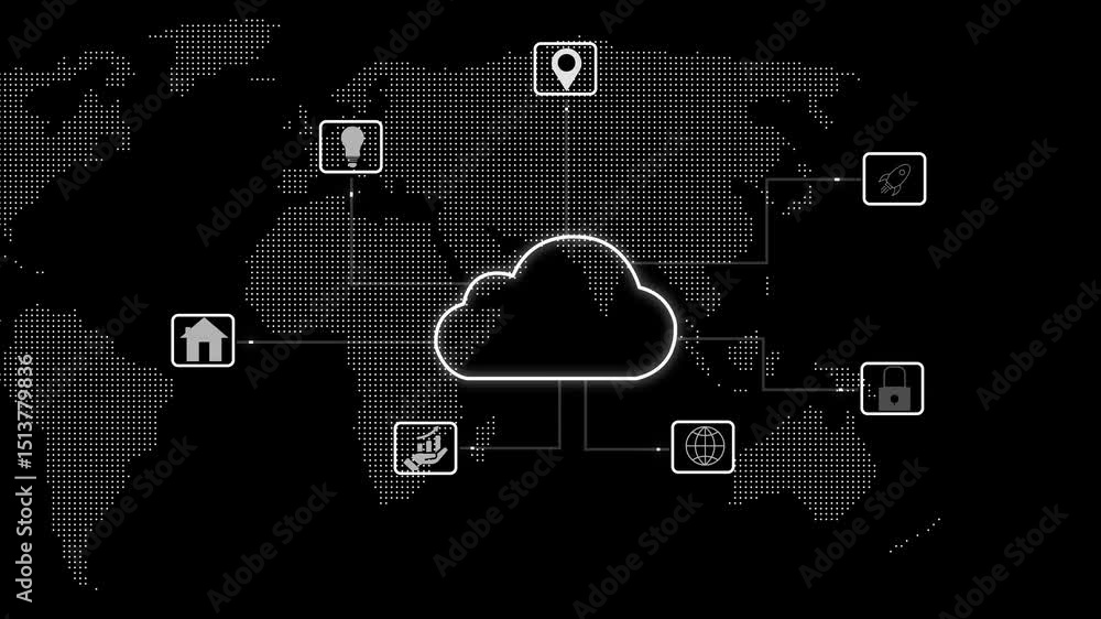Poster cloud computing for data storage and transfer for safety, cloud icon with data icon on the backgroun