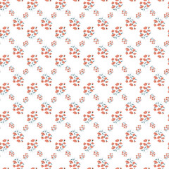 Red Flowers Pattern Seamlessly Spread on a White Background