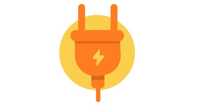 Clean power logo in cartoon animation. Energy charging icon. Animated electrical equipment symbol. Alpha channel. Seamless looping.
