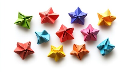 Obraz premium Colorful origami stars on white background
