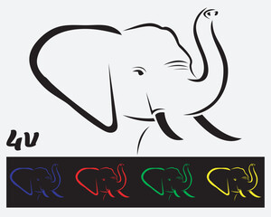 animal elephant logo icon symbol emblem template, vector black and white graphic illustration of a stylized elephant head